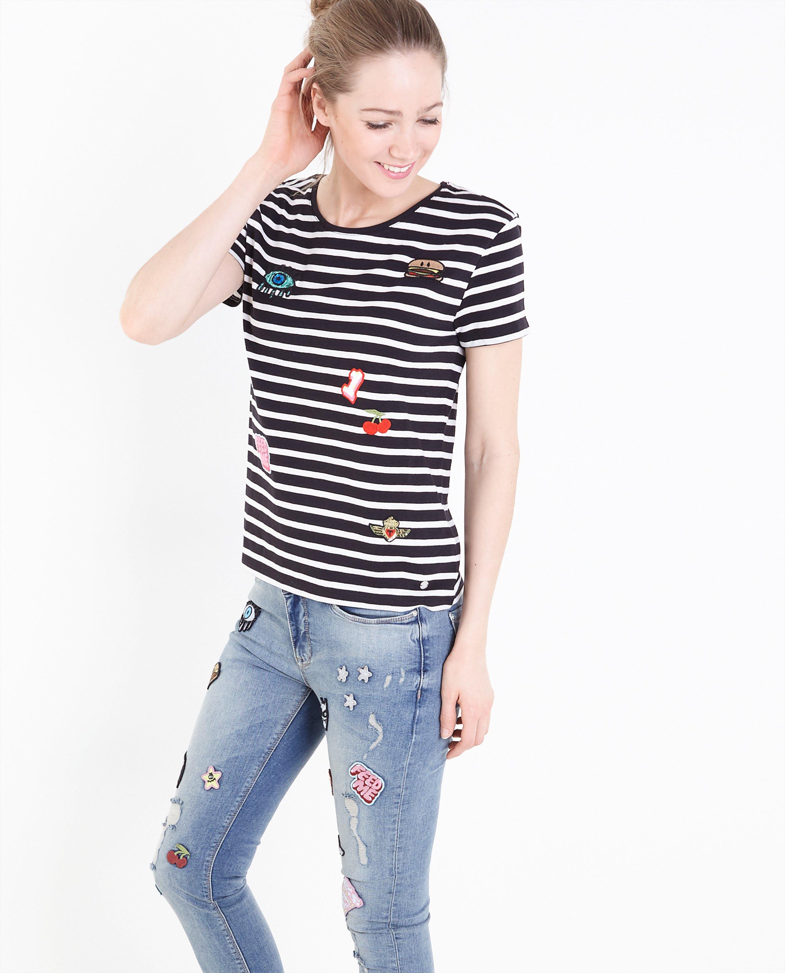 Gestreept T-shirt met patches - null - Groggy