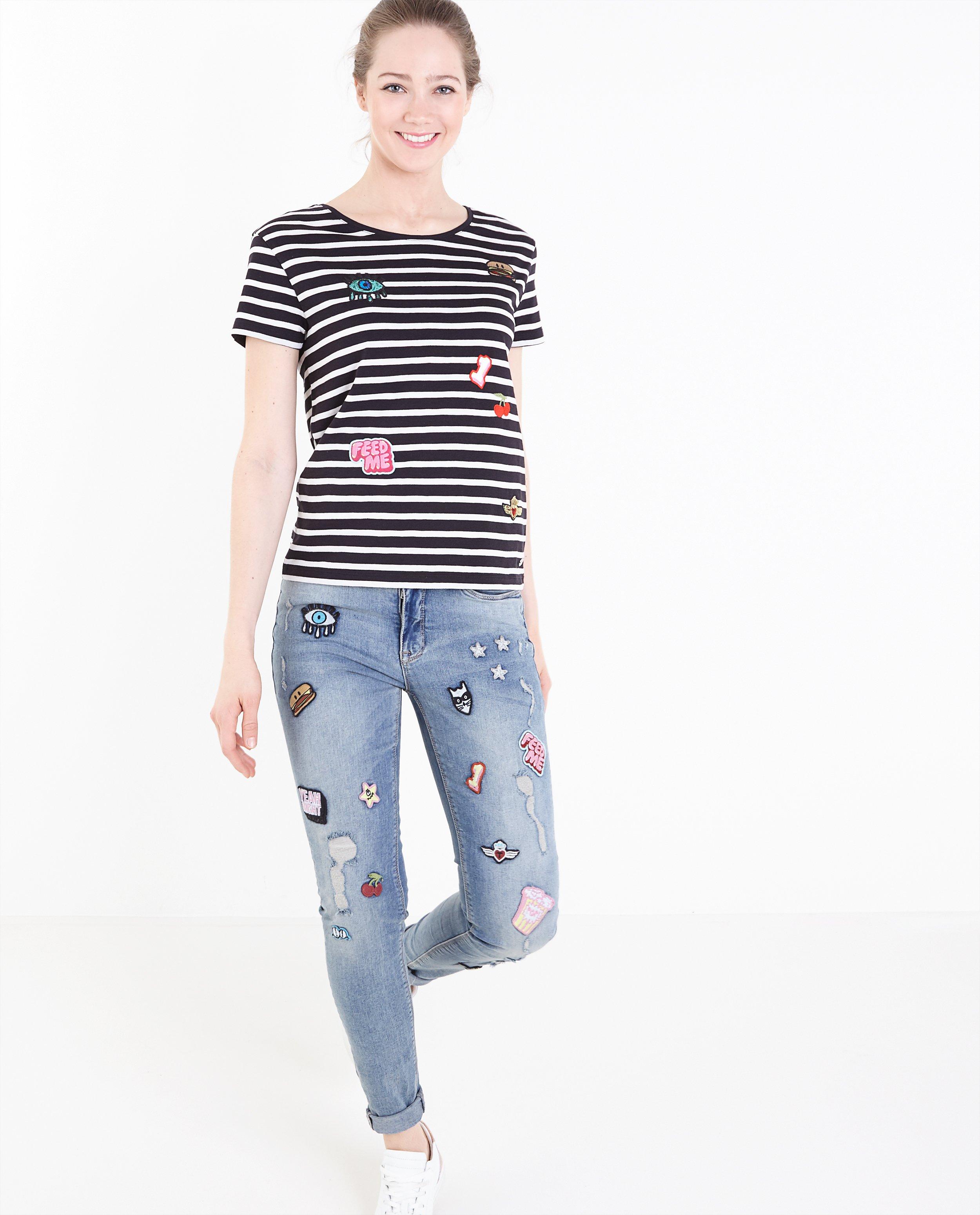 T-shirts - Gestreept T-shirt met patches