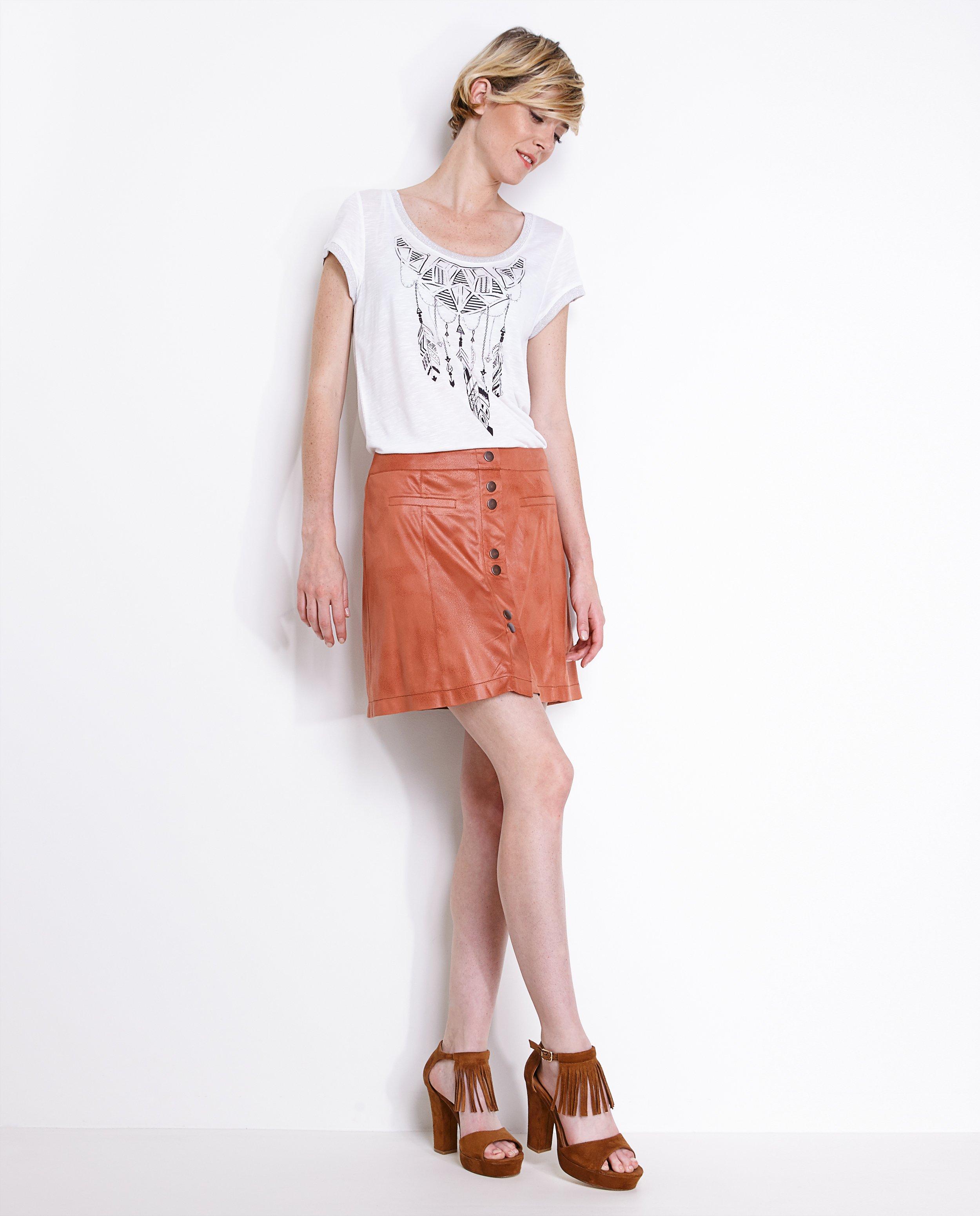 Terracotta rok van imitatiesu&egrave;de - Product Detail - bruin - afbeelding nummer 1