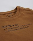 T-shirts - Bruine longsleeve met opschrift