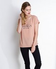 T-shirts - Roze statement T-shirt met stenen
