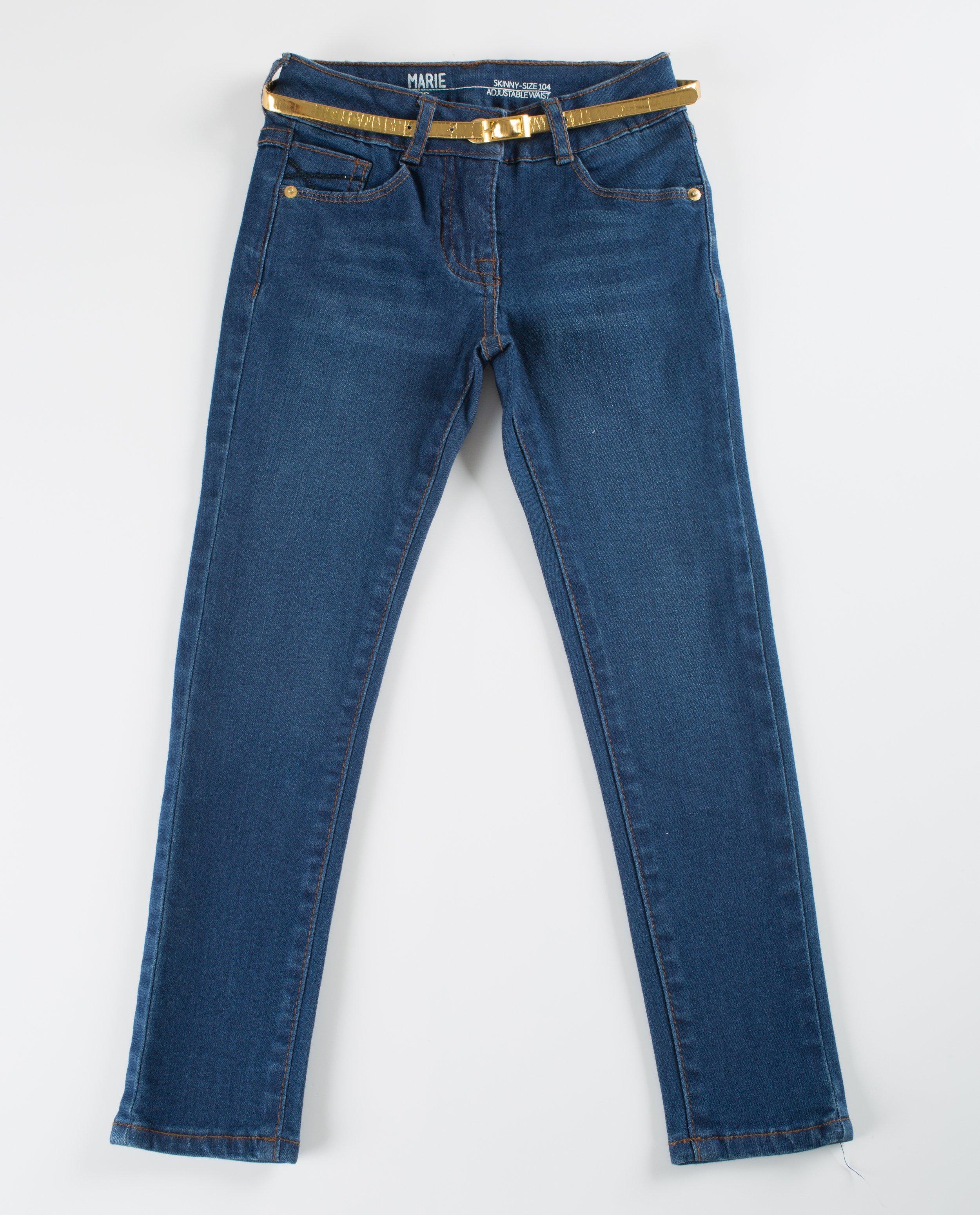 Jeans - Skinny jeans met goudkleurige riem