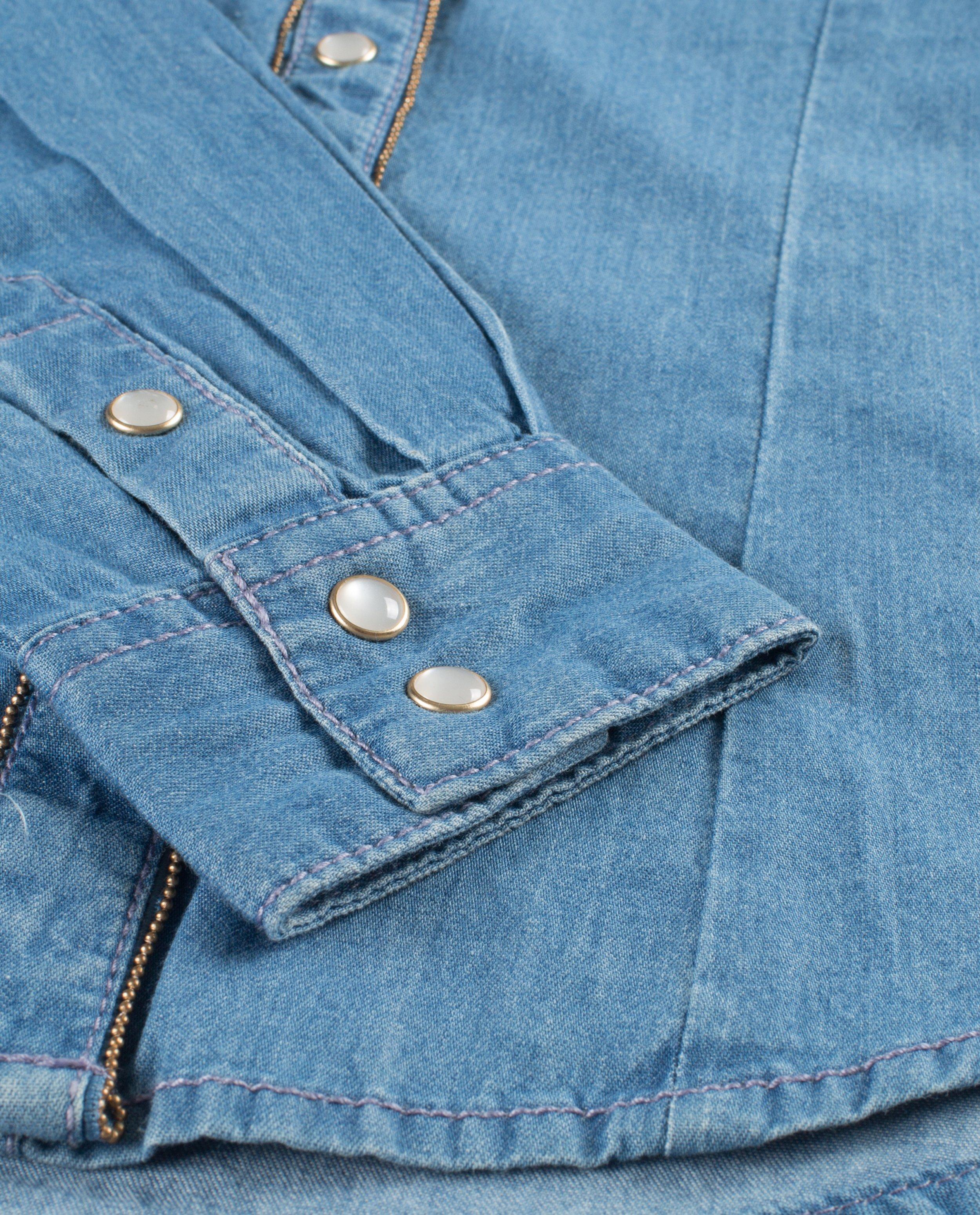 Chemises - Jeanshemd met kraaltjes