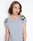 T-shirts - Grijs T-shirt met versierde schouders