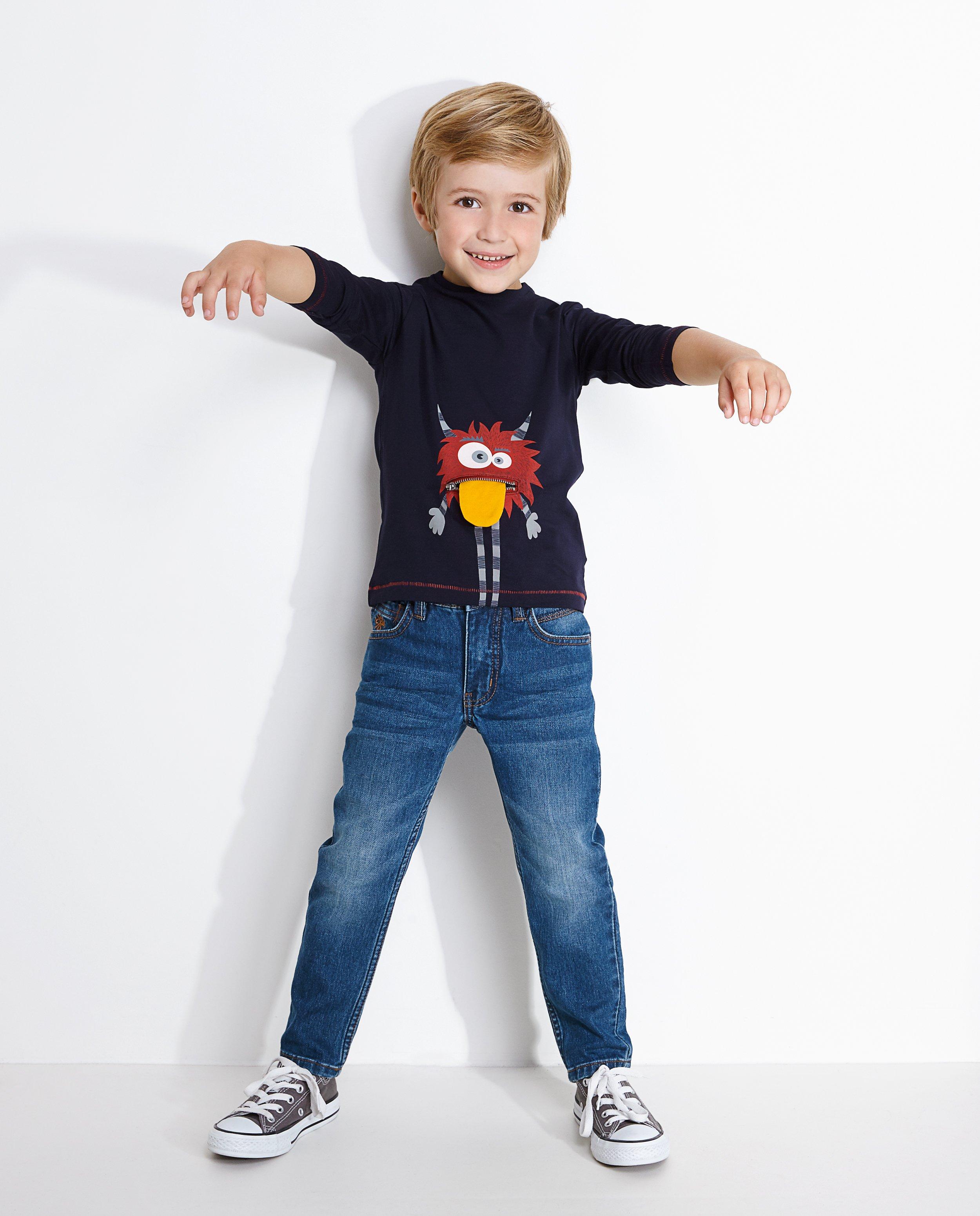 Rode longsleeve met print en rits - null - JBC