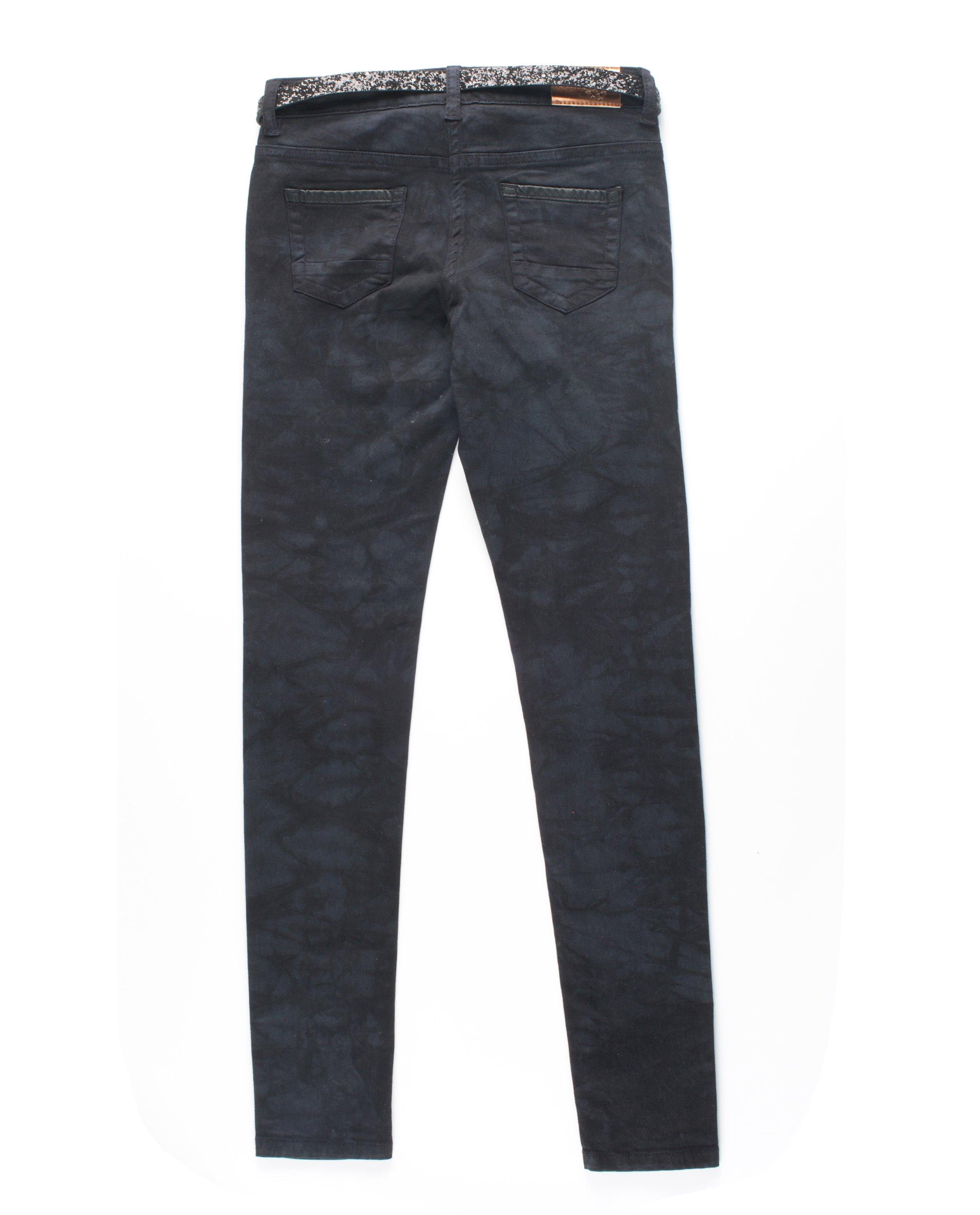 Pantalons - Donkergrijze broek met glitterriem