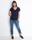 Jeansblauw T-shirt met kanten mouwen - null - JBC