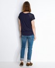 Hemden - Jeansblauw T-shirt met kanten mouwen