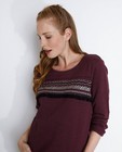 Sweaters - Aubergine sweater met borduursel