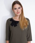 Hemden - Kaki blouse met zwarte strik