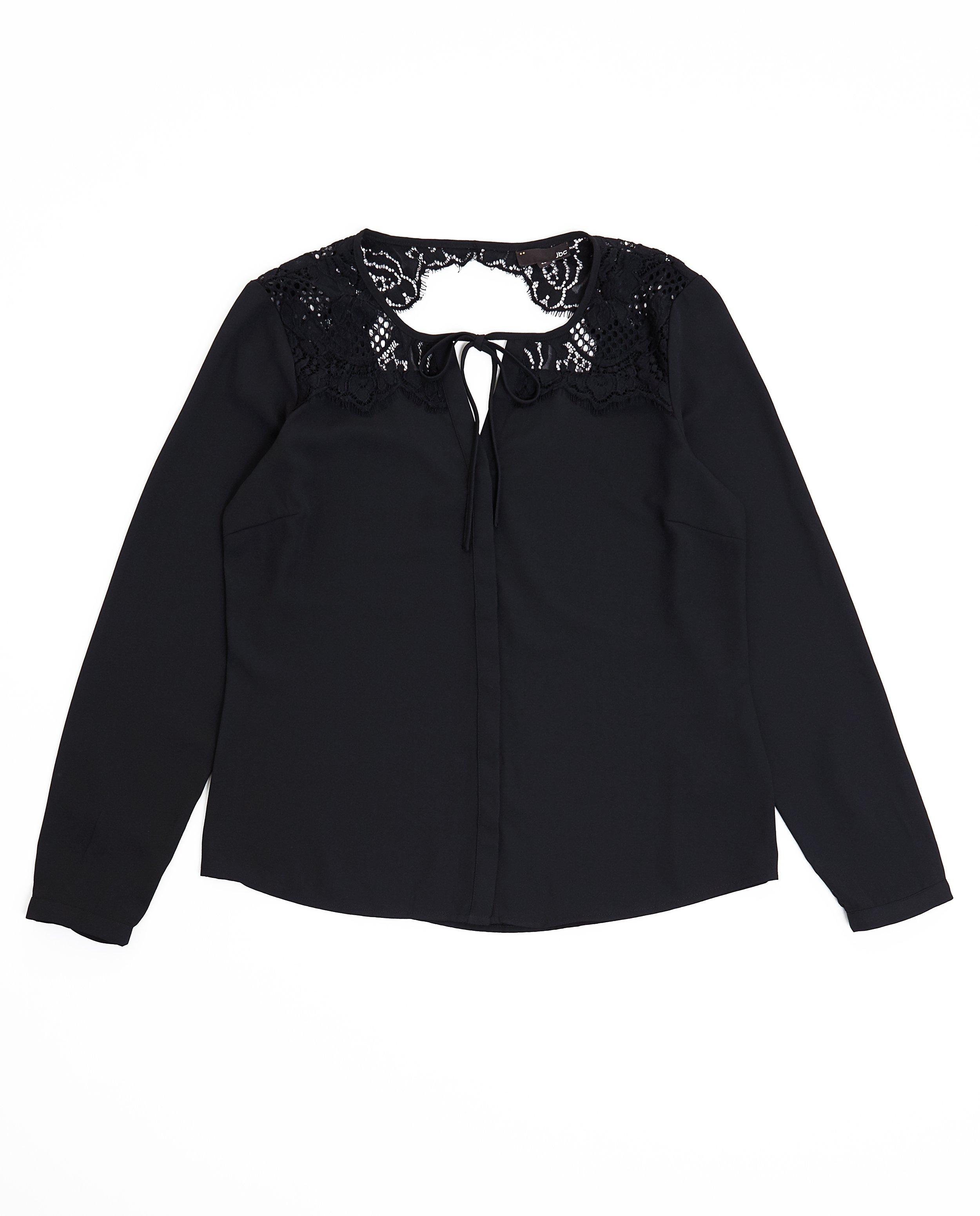 Hemden - Zwarte blouse met fijn kant
