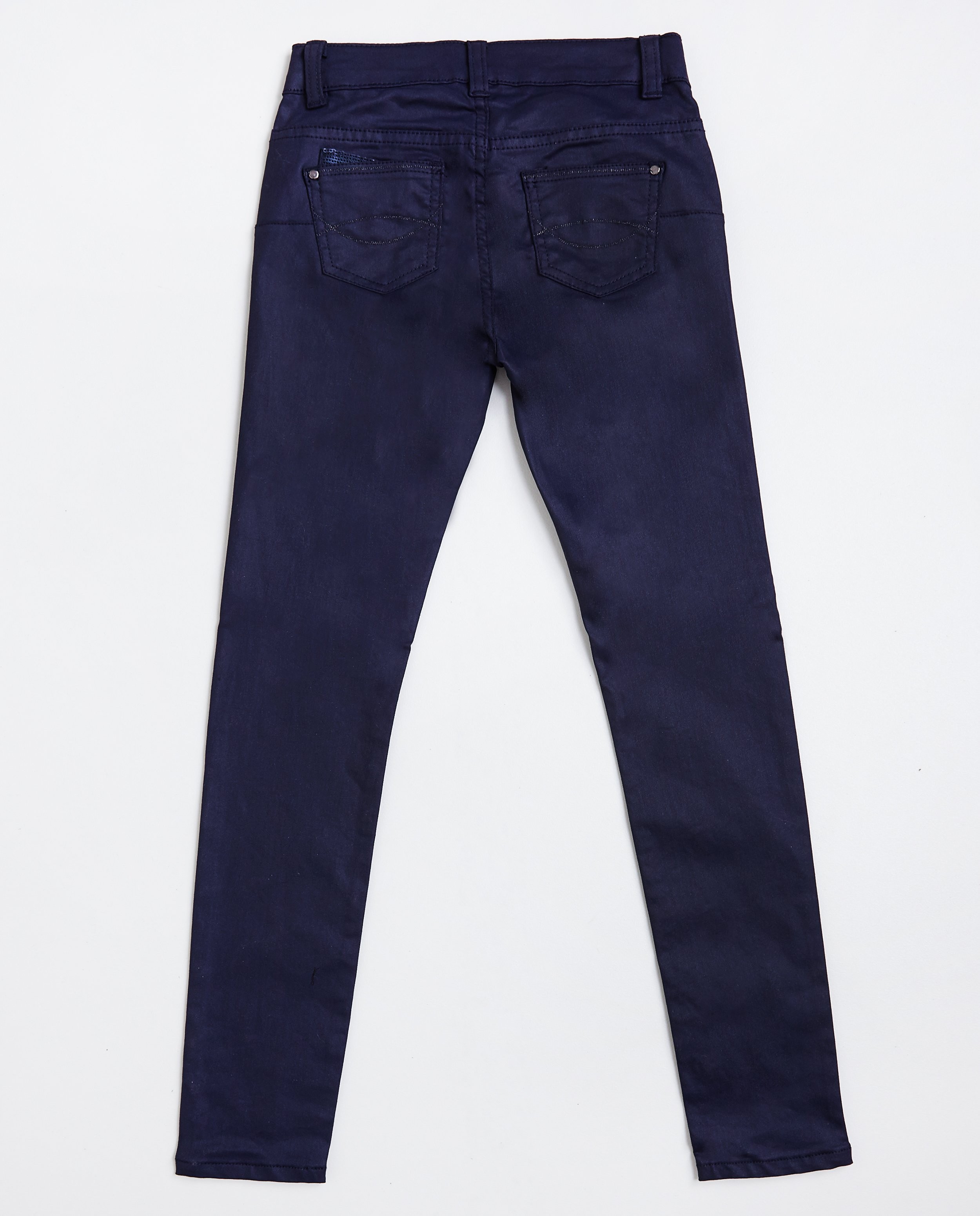 Broeken - Blauwe broek met coating