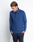 Truien - Blauwe trui met gevlochten patroon