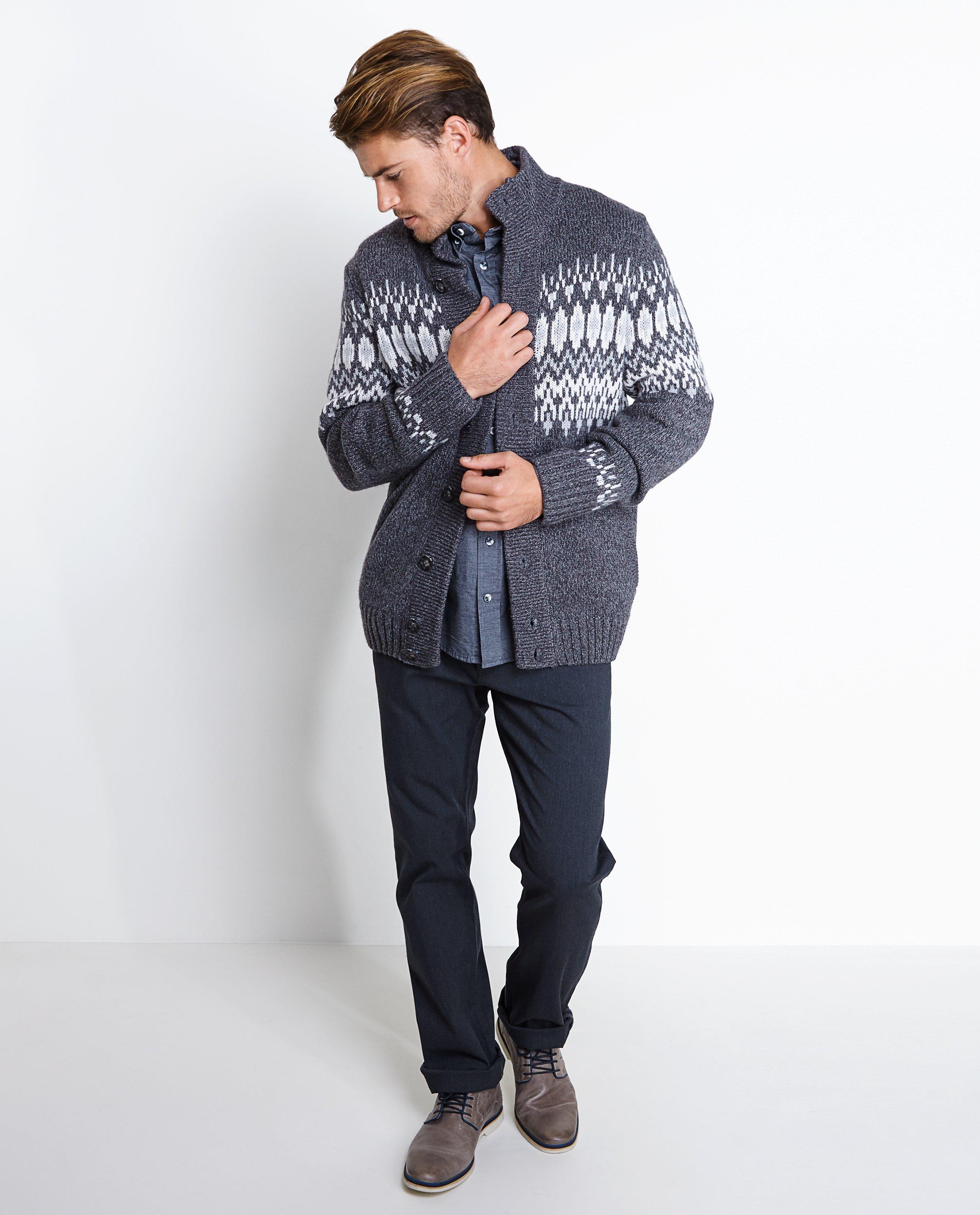 Wollen cardigan met Noors patroon - null - Tim Moore