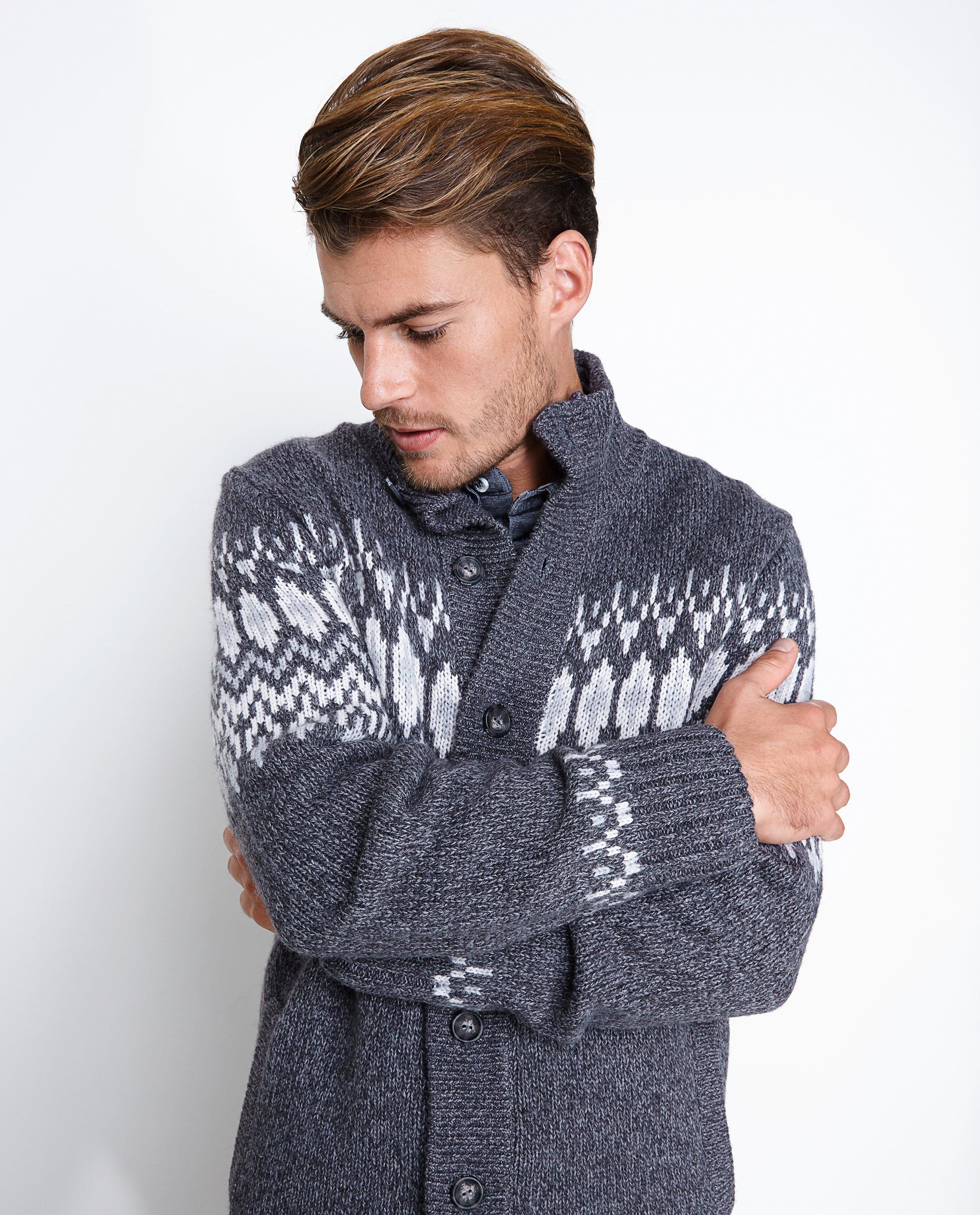 Cardigan - Wollen cardigan met Noors patroon