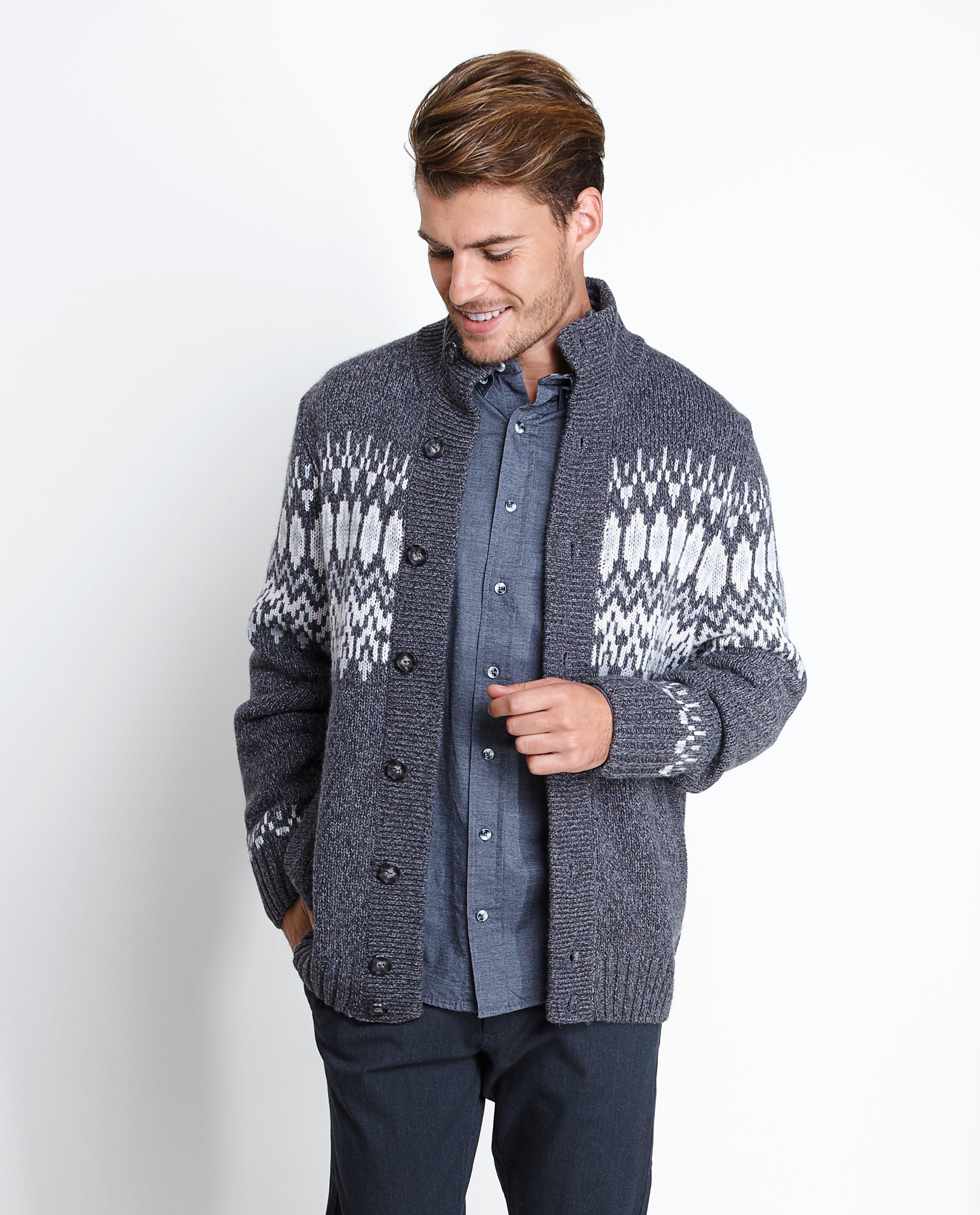 Cardigan - Wollen cardigan met Noors patroon