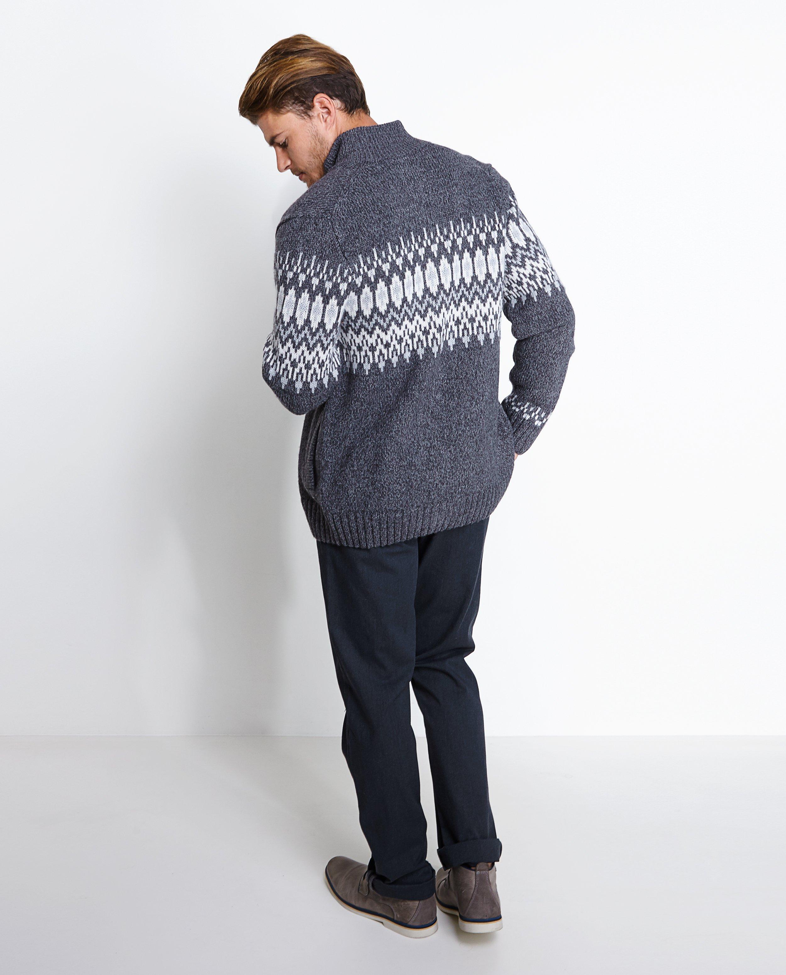 Cardigan - Wollen cardigan met Noors patroon