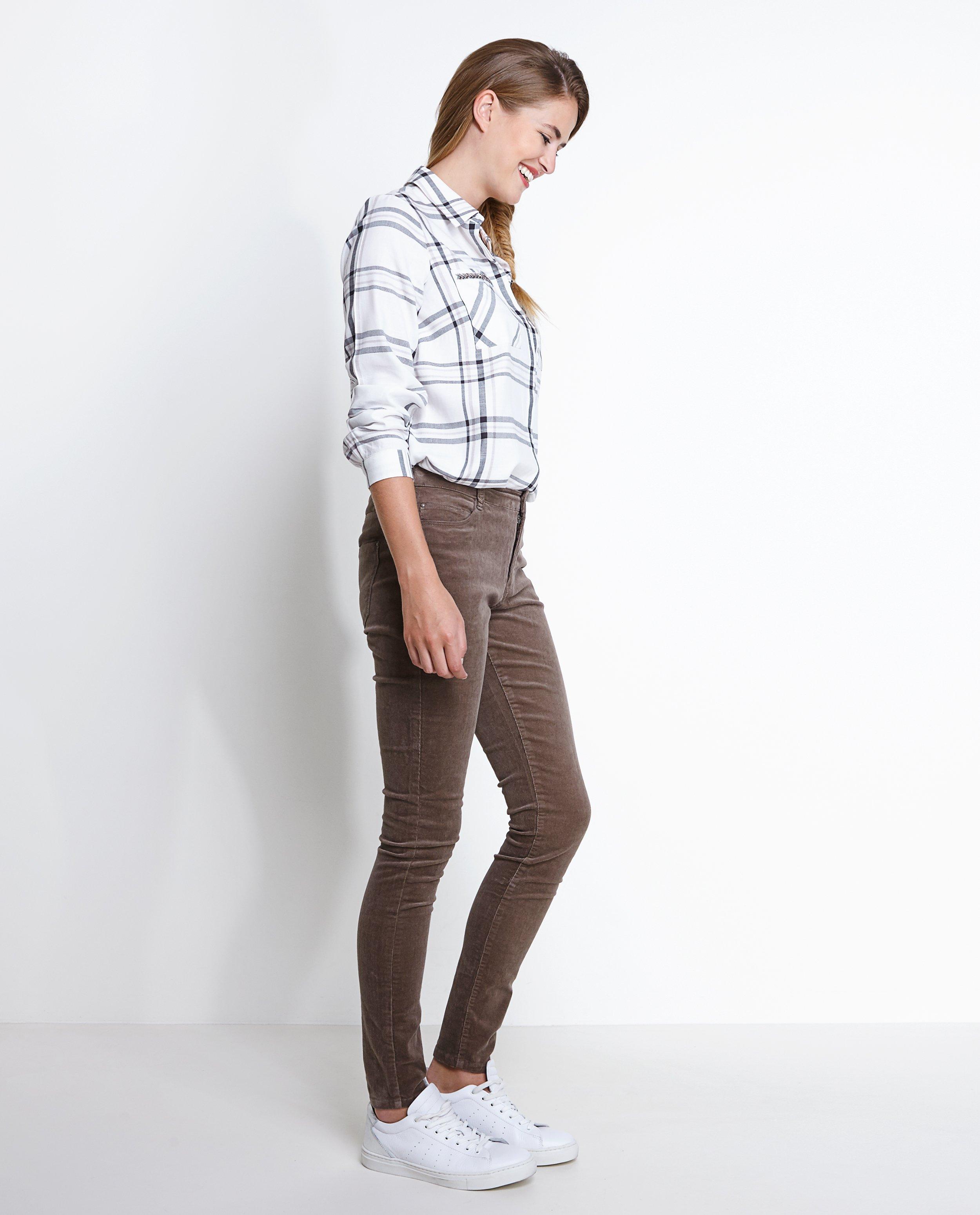 Broeken - Corduroy broek met skinny pijpen