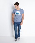 Blauw gemêleerd T-shirt met print - null - Quarterback