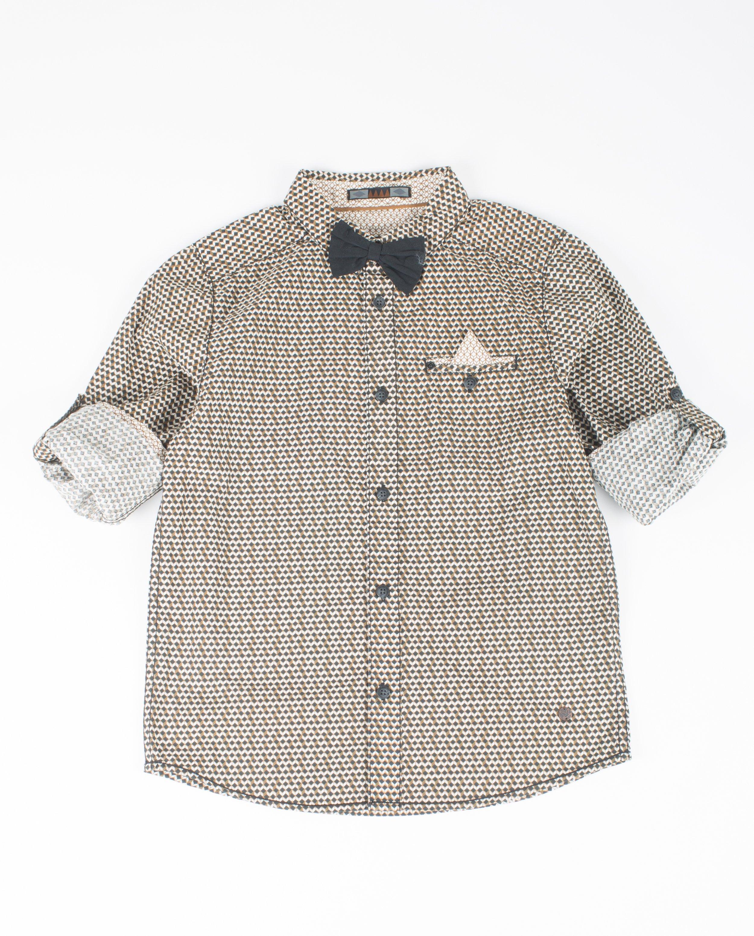 Chemises - Bruin hemd met grafische print