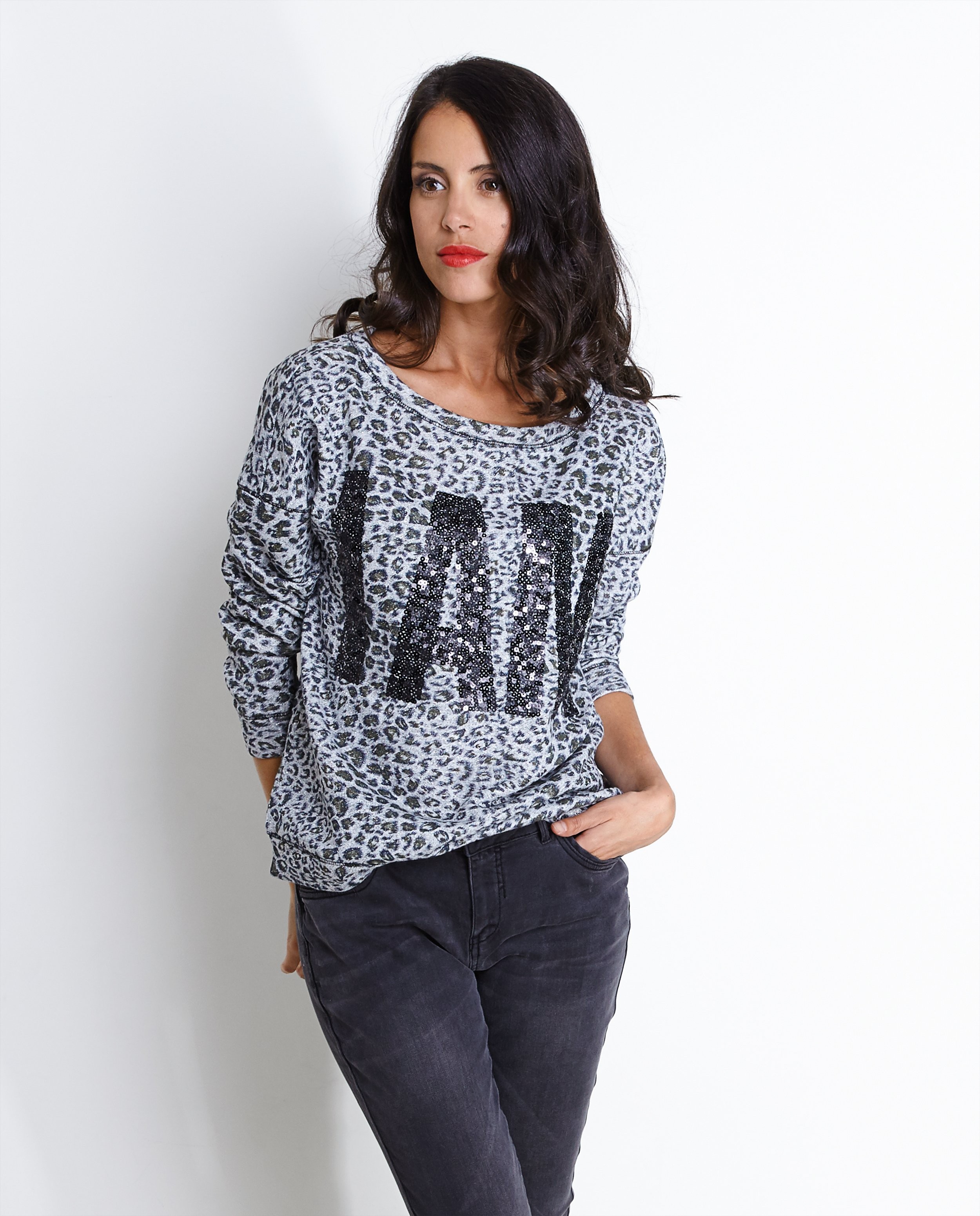 Sweats - Sweater met luipaardprint I AM