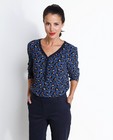 Indigo blouse met luipaardprint - null - JBC