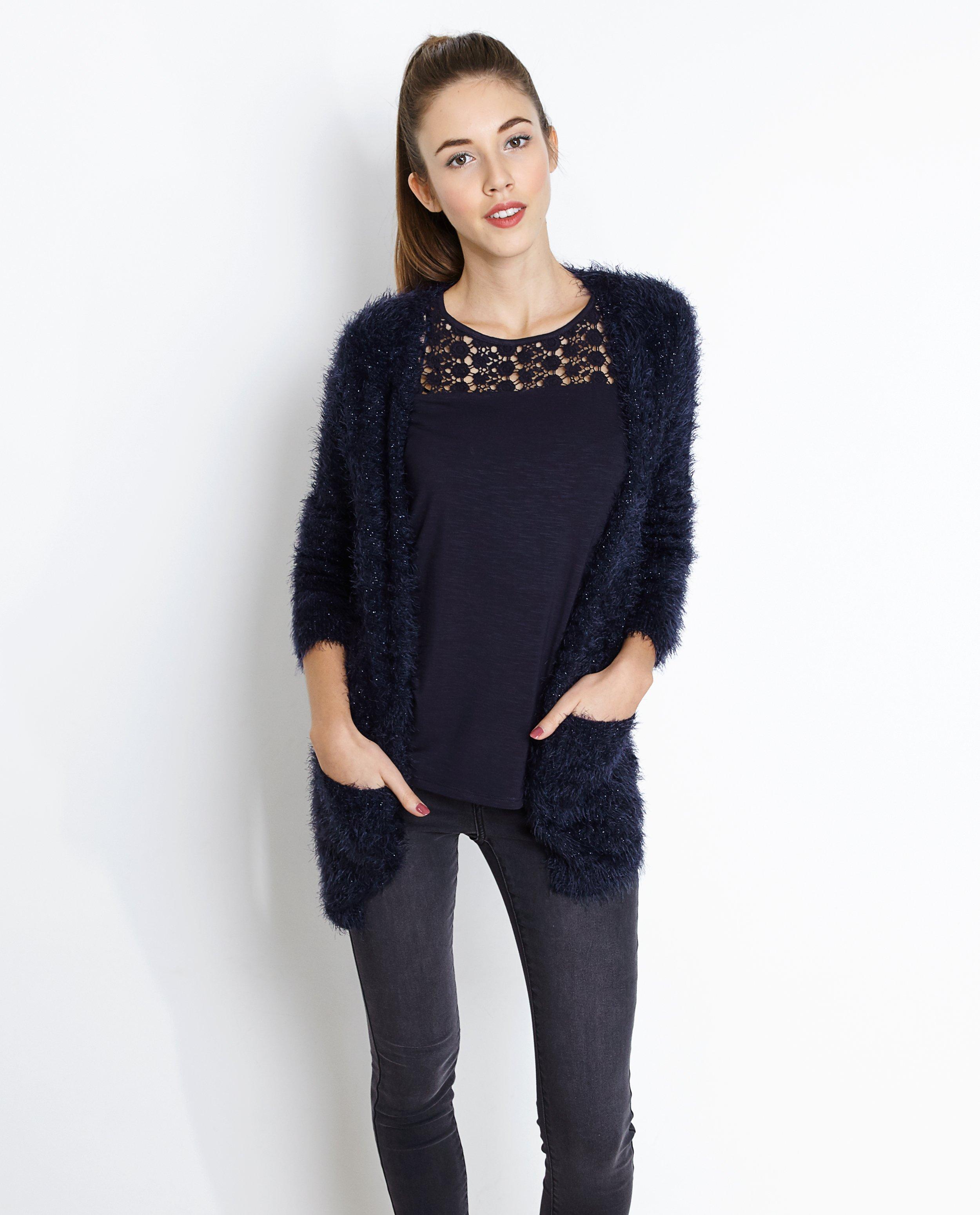 Cardigan - Harig vest met lurex