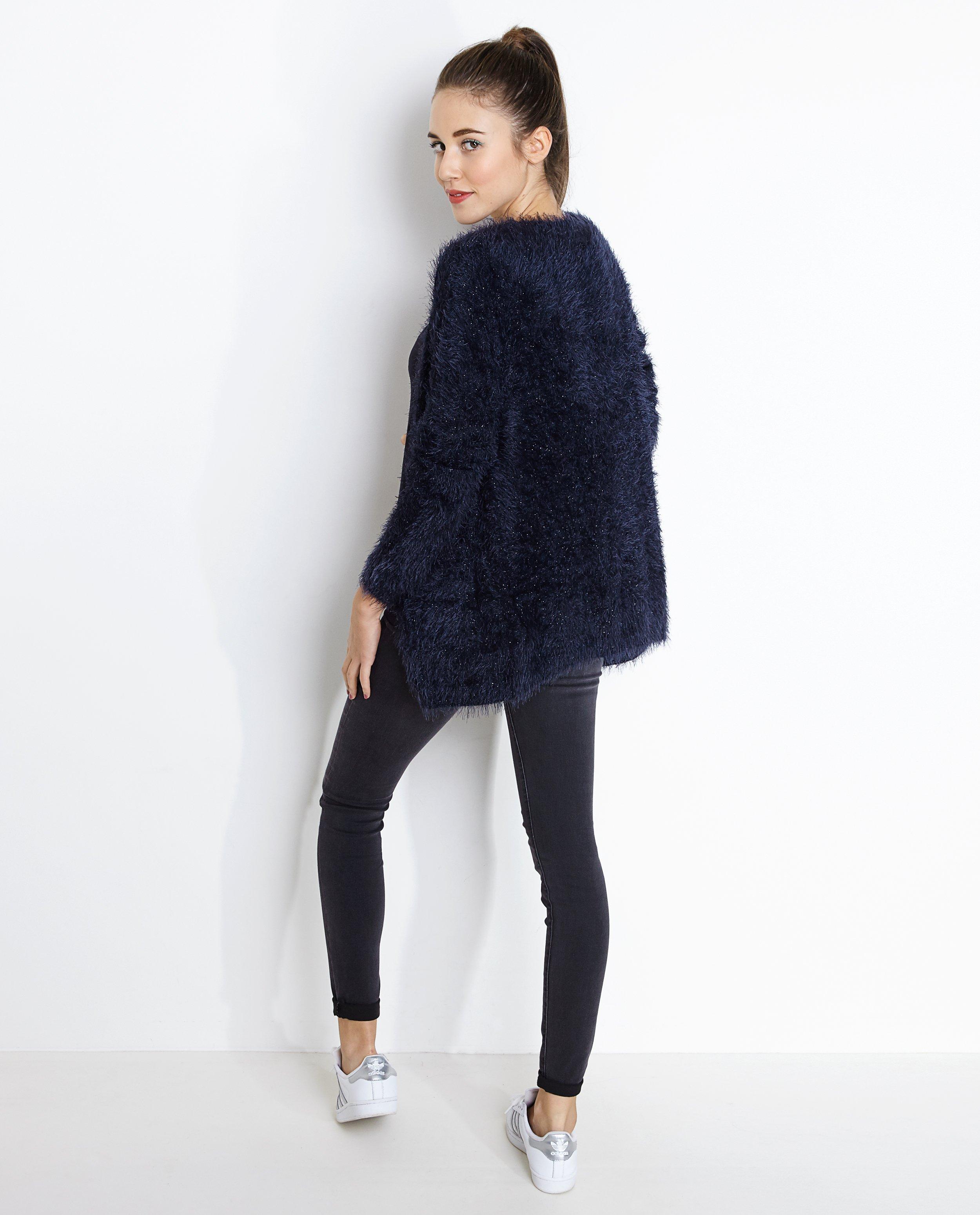 Cardigan - Harig vest met lurex