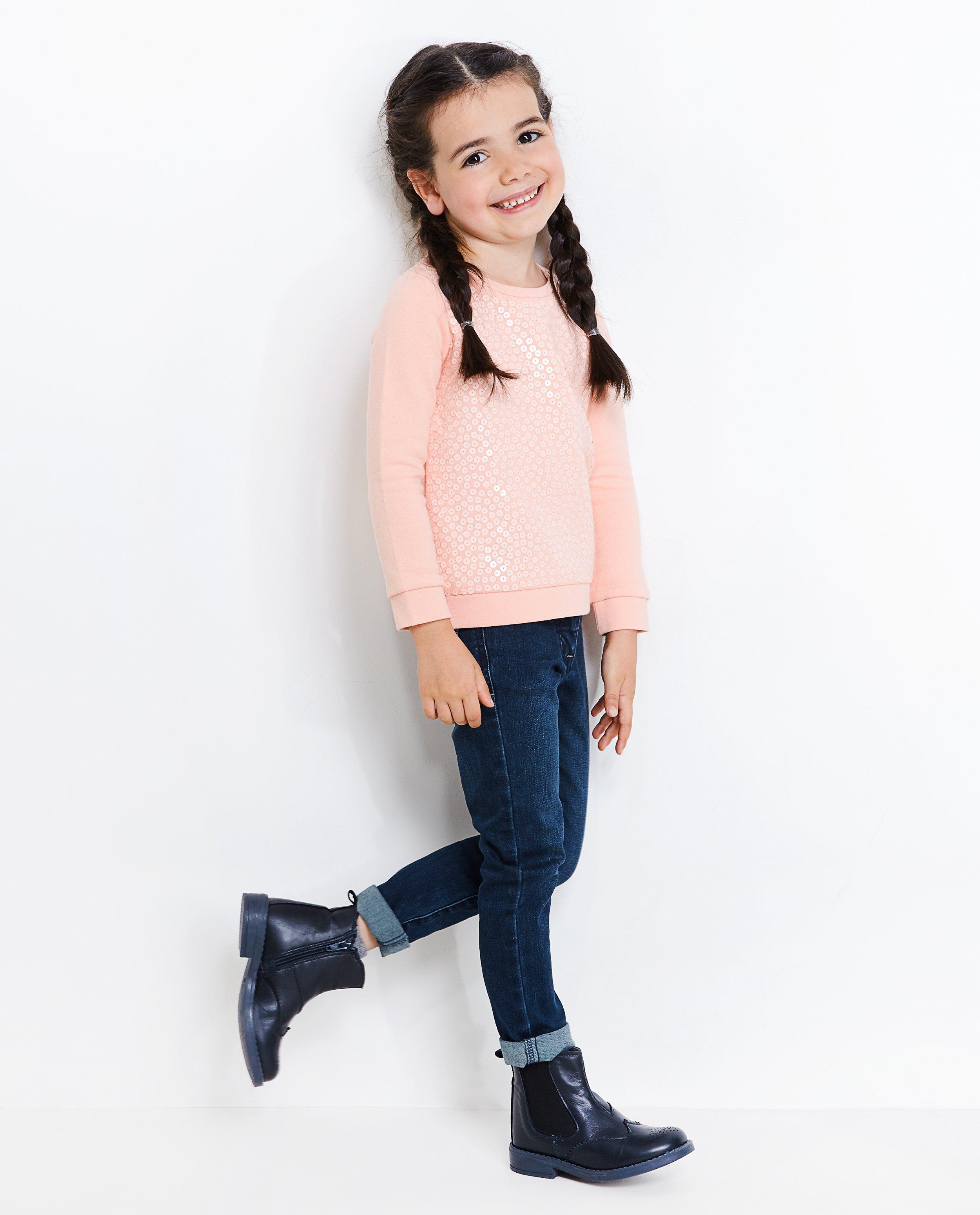 Zalmroze sweater met pailletten - null - JBC