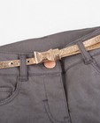 Pantalons - Grijze broek met metallic riem
