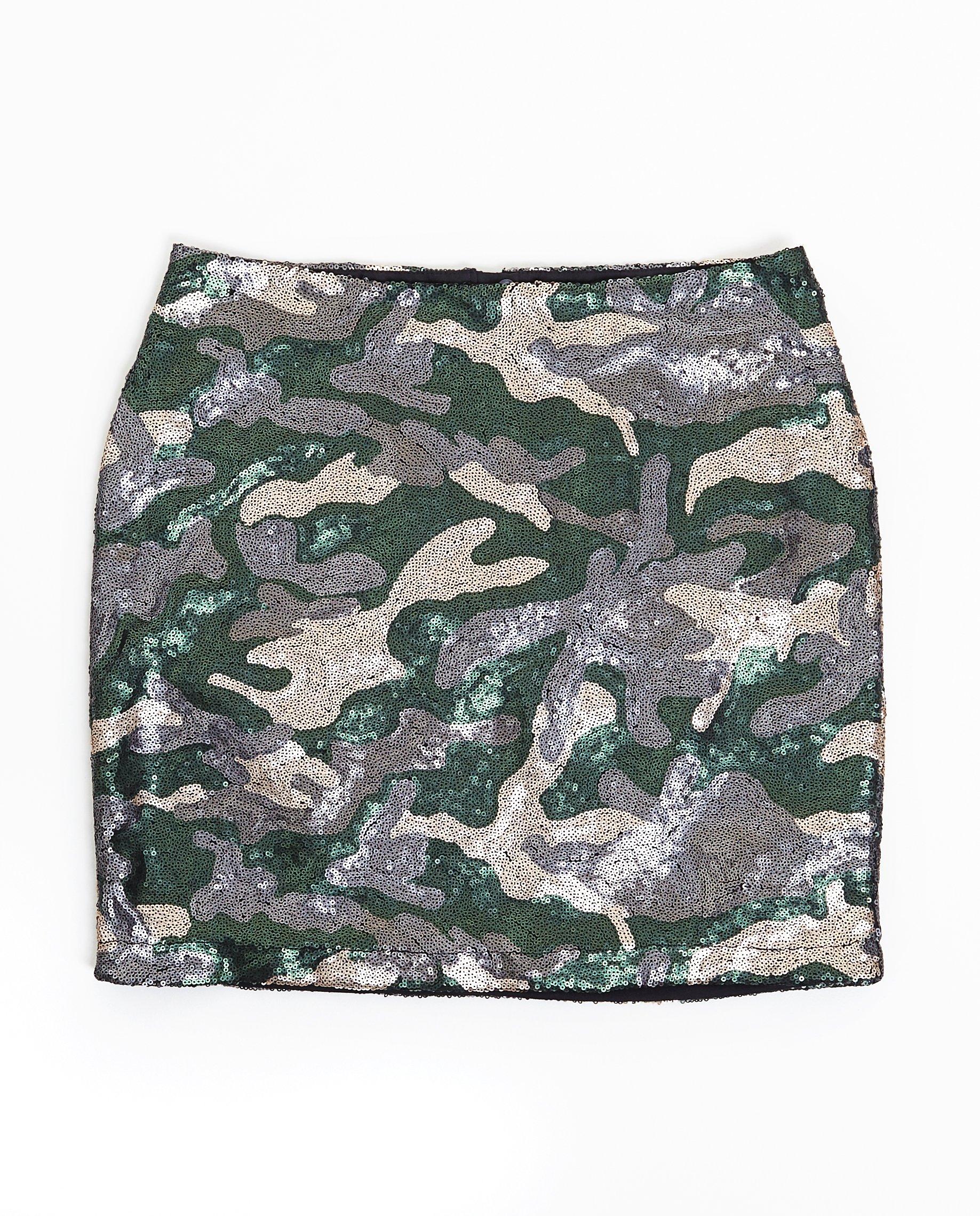 Rokken - Rok in camouflage van pailletten 
