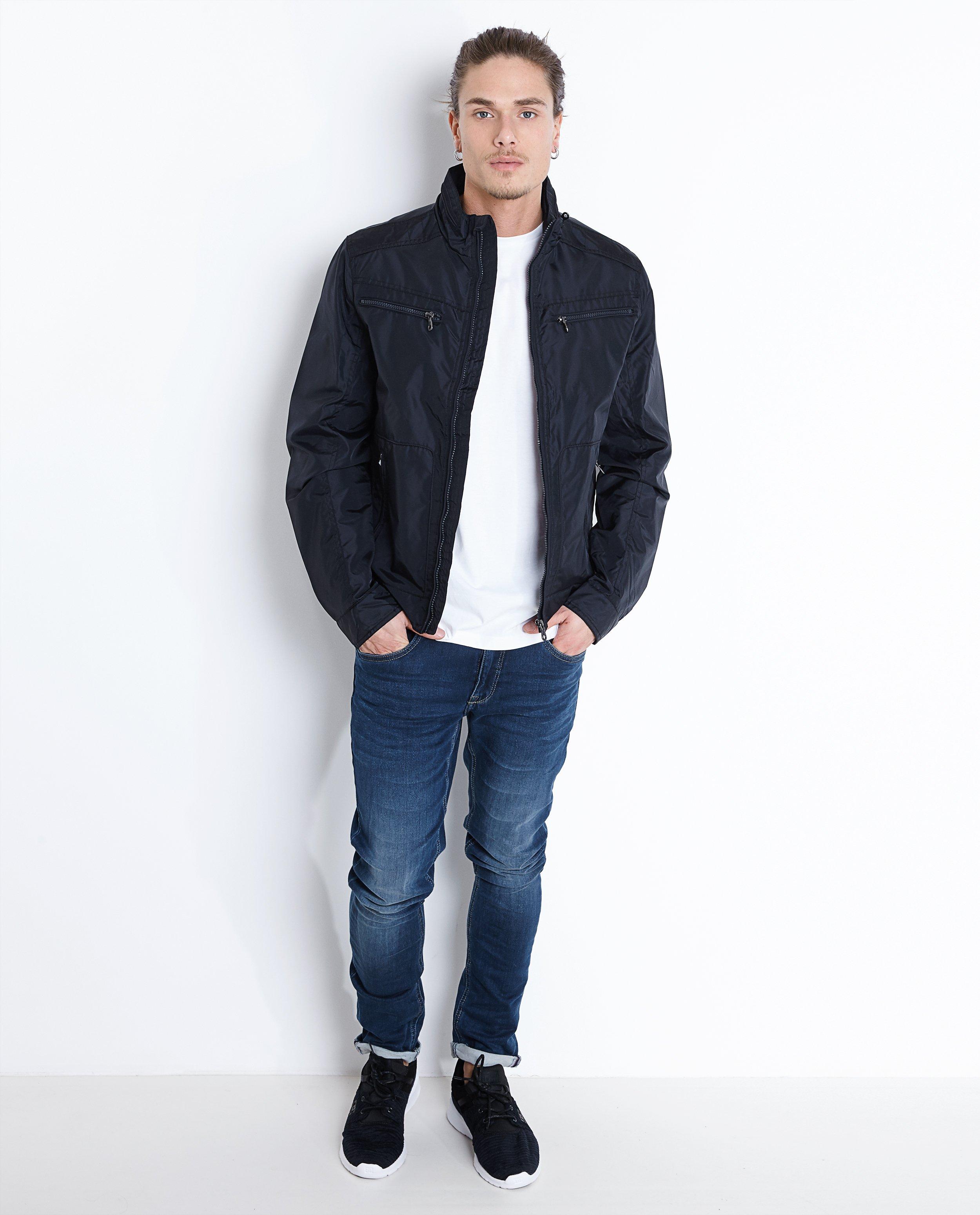 Donkerblauwe casual jas, slim fit - null - Iveo