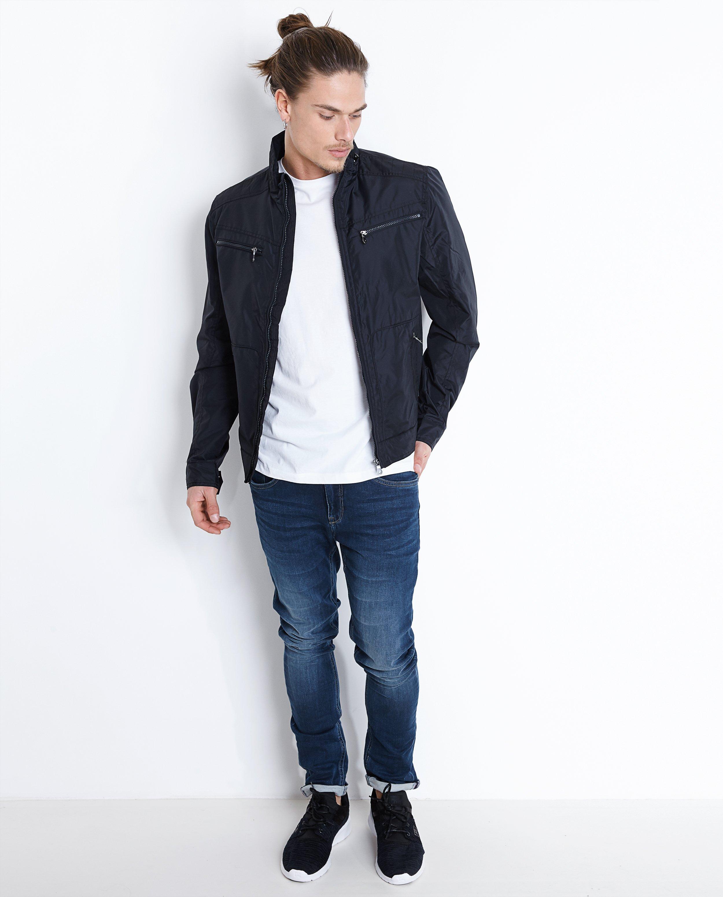 Jassen - Donkerblauwe casual jas, slim fit