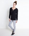 Truien - Zwarte lace-up trui met V-hals