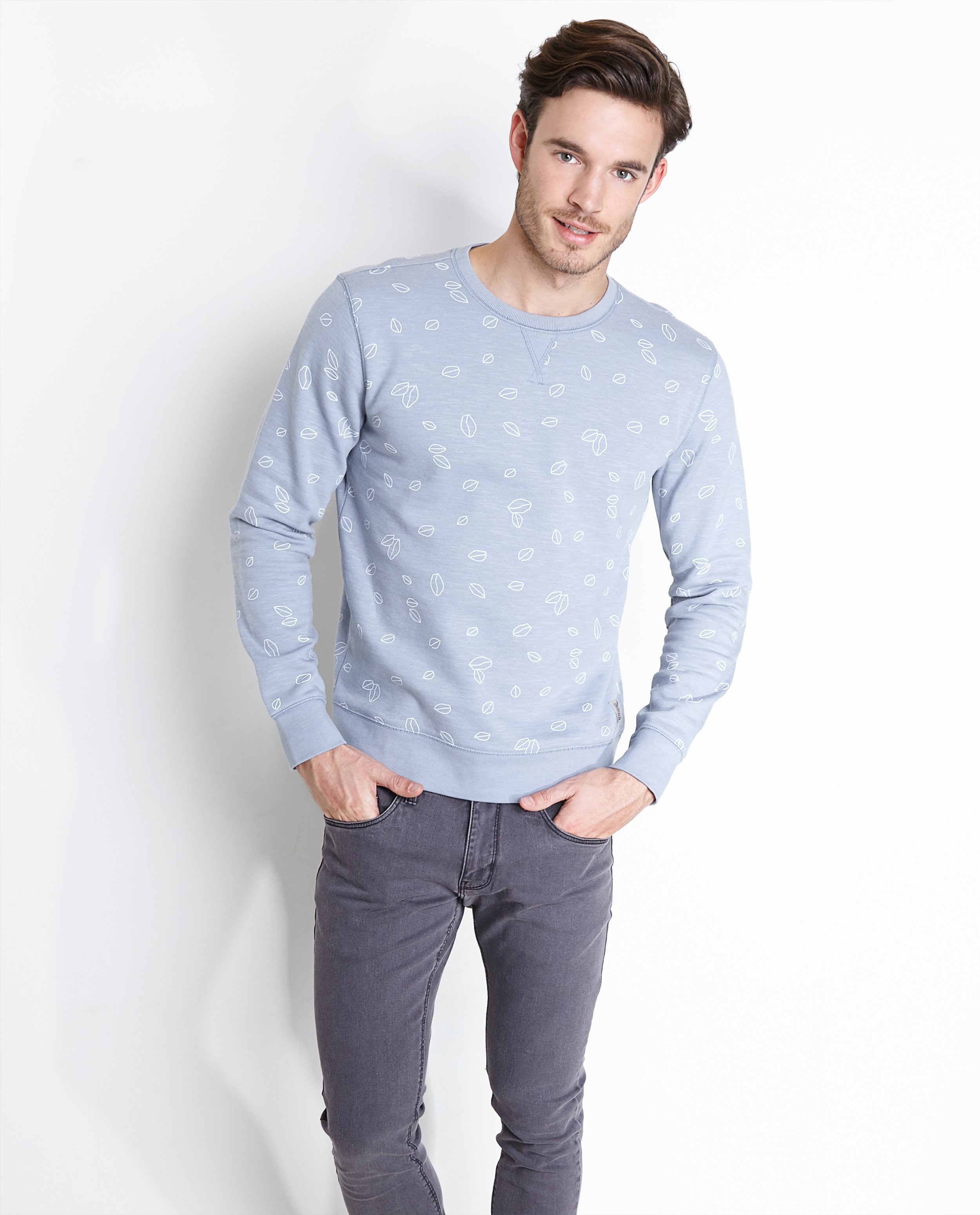 Sweaters - Lichtblauwe sweater met print