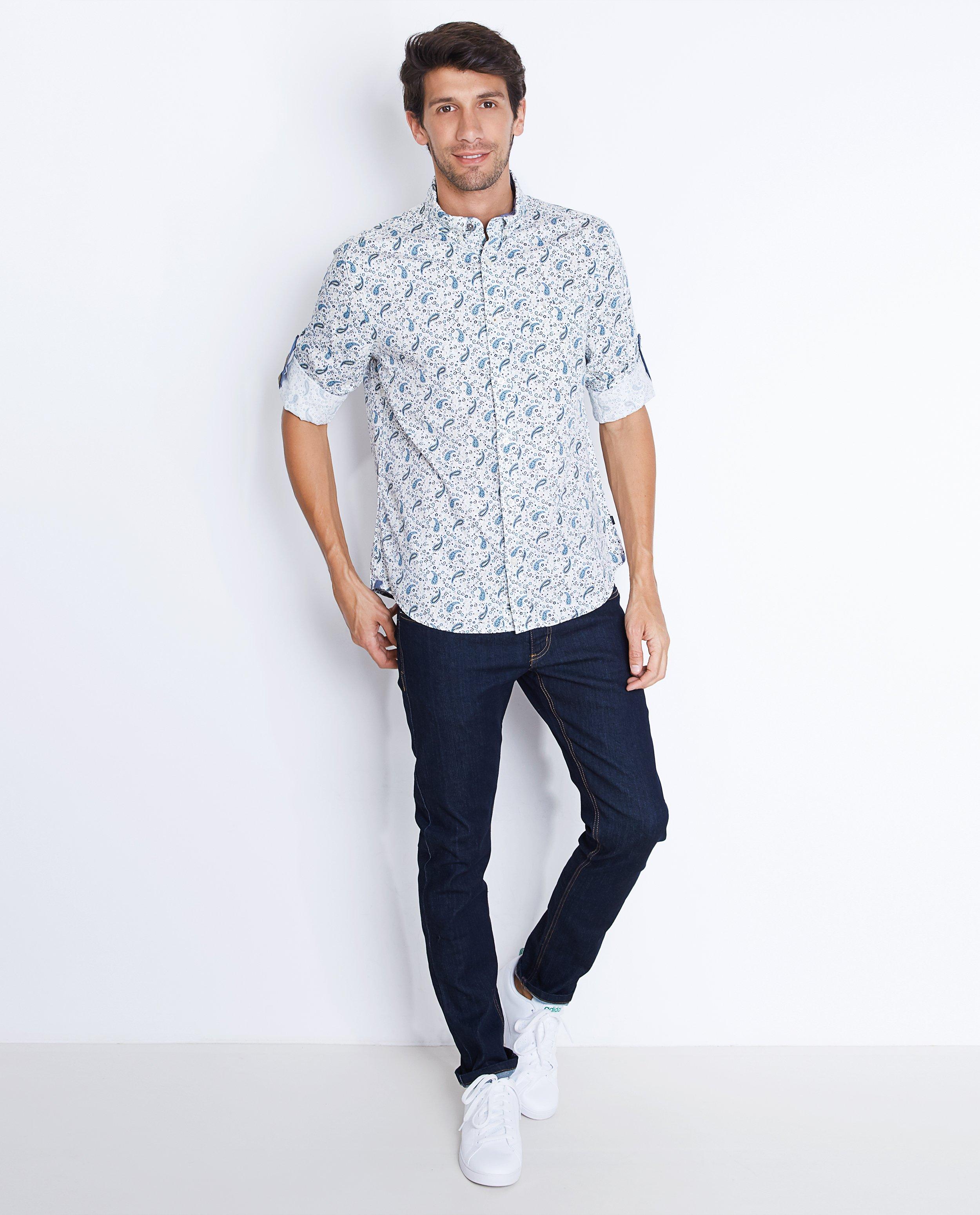 Roomwit hemd met paisley print - null - Tim Moore