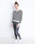 Kaki sweater met print + pailletten - null - Groggy