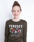 Sweaters - Kaki sweater met print + pailletten