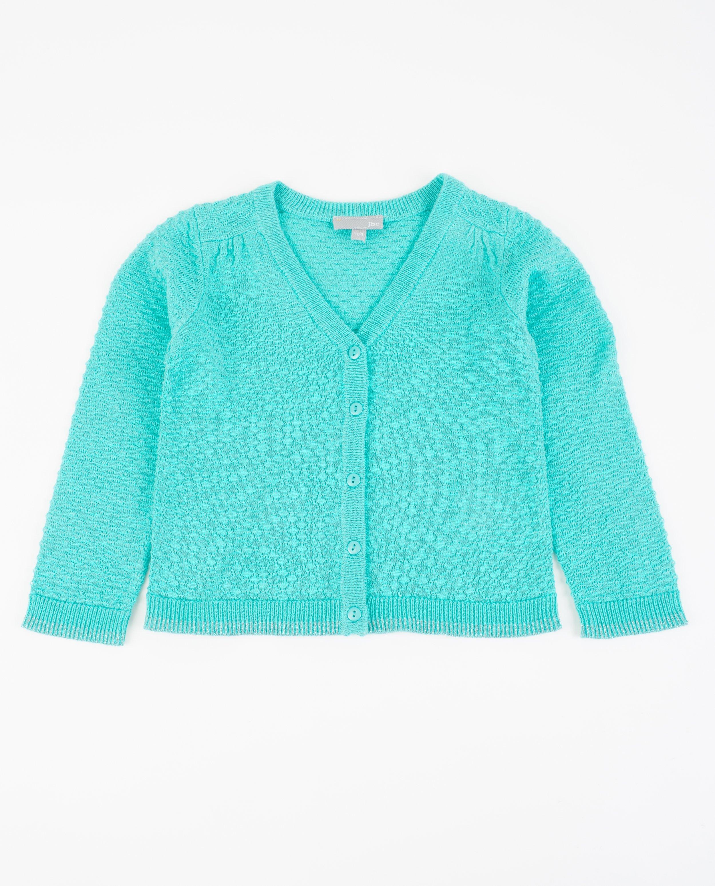 Cardigan - Turkooisblauwe fijngebreide cardigan