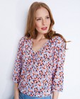 Hemden - Roze V-hals blouse met florale print