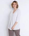 Witte stretchy V-hals blouse - null - Lena Lena