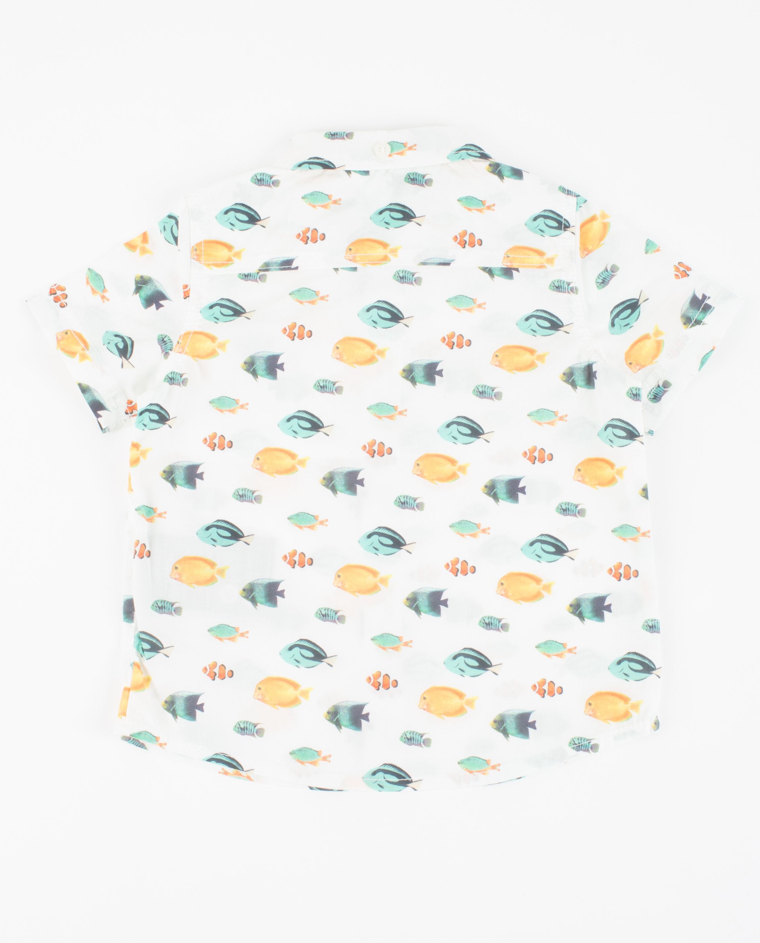 Hemden - Wit hemd met vissenprint