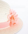 Strooien hoed met roze lint