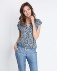 Hemden - Donkergrijze blouse met bloemenprint