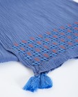 Breigoed - Blauwe sjaal met borduursel