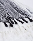 Bonneterie - Écharpe noire et blanche avec des franges