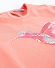 T-shirts - Donkerroze T-shirt met vogelprint