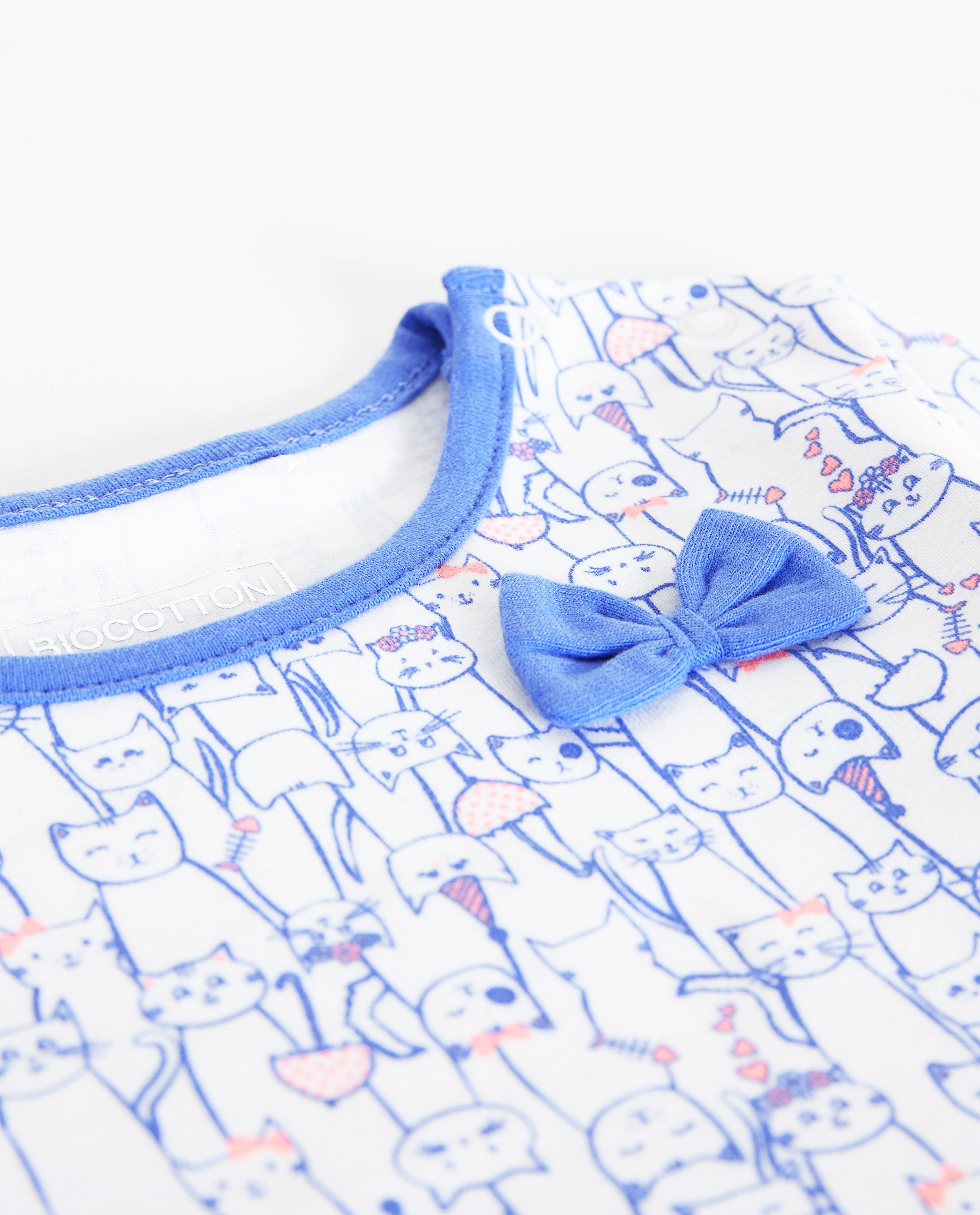Nachtkleding - Blauwe pyjama met kattenprint