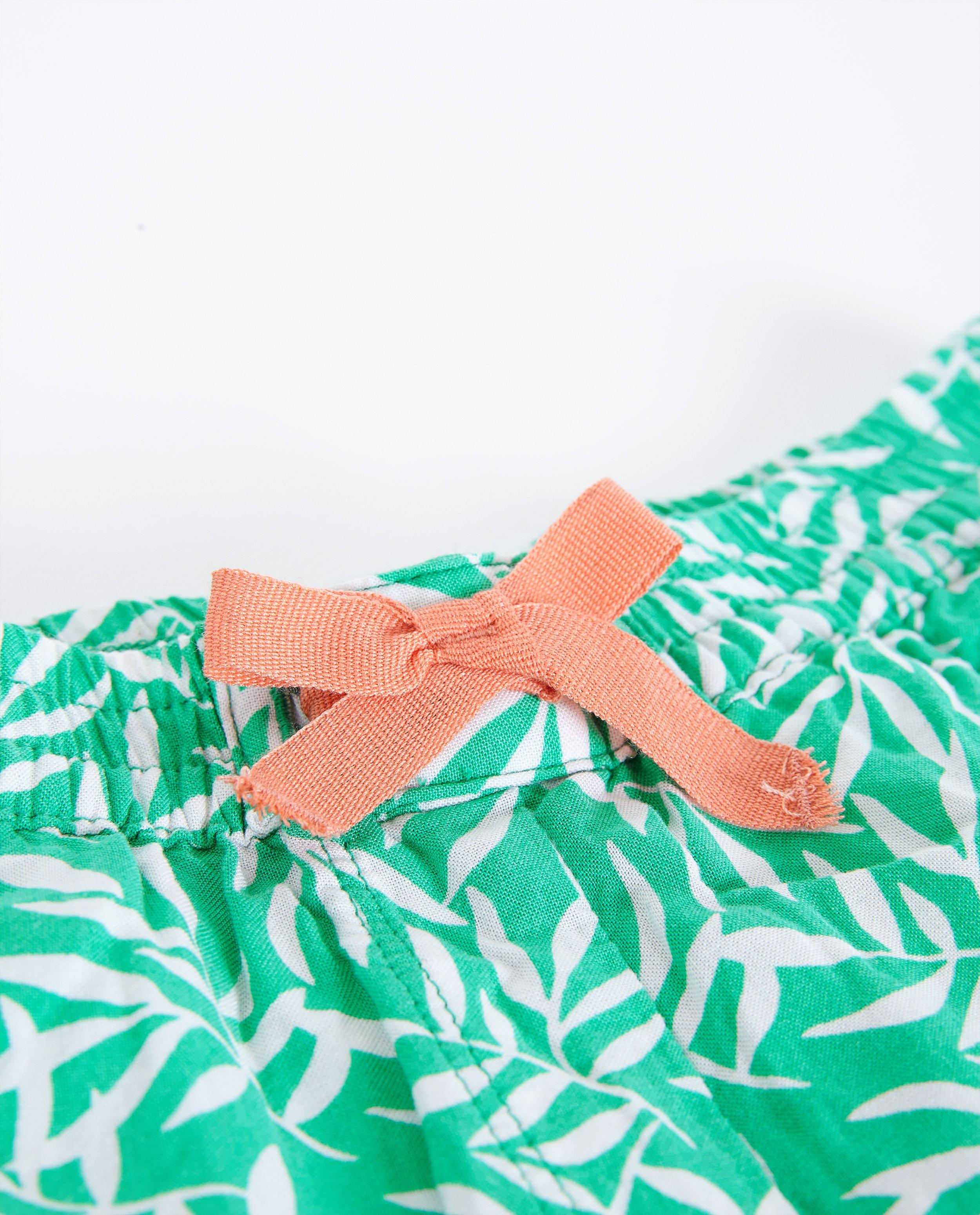 Broeken - Felgroene broek met bladerprint