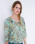 Hemden - Mintgroene blouse met florale print